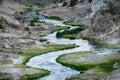 Close up view of the bubbling hot creek geological site in Mammoth Lakes California Royalty Free Stock Photo