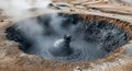 Bubbling Mud Pot in a Geothermal Area with Steam Rising hot spring boiling Royalty Free Stock Photo