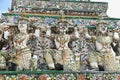Close-Up View of Buddhist Sculptures on Wat Arun Temple