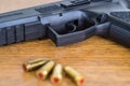 Close up view of bullets and handgun Royalty Free Stock Photo