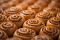 a close up view of a bunch of cinnamon rolls