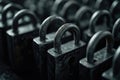 A close-up view of a bunch of padlocks. This image can be used to represent security, protection, or the concept of Royalty Free Stock Photo