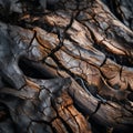 a close up view of a burnt tree trunk