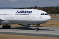 Close-up view of cabin crew, Lufthansa airplane