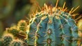 Close up view of a cactus plant covered in numerous small spines