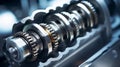 Close-up view of camshaft rotation in operation.AI Generated