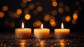 Close up view of the candles cutting through the darkness. Generative AI Royalty Free Stock Photo