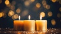 Close up view of the candles cutting through the darkness. Generative AI Royalty Free Stock Photo