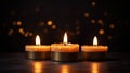 Close up view of the candles cutting through the darkness. Generative AI Royalty Free Stock Photo