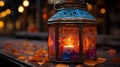 A close-up view captures the details of a traditional Diwali lantern