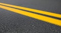 Double yellow no passing line on asphalt road surface Royalty Free Stock Photo