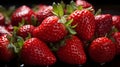 A close-up view captures the juicy allure of succulent strawberries, a tempting delight