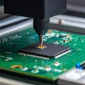 Automated Precision in Microchip Manufacturing Royalty Free Stock Photo