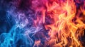 A close-up view capturing a mesmerizing array of different colored flames, each dancing with its own unique brilliance, Ai Royalty Free Stock Photo