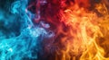 A close-up view capturing a mesmerizing array of different colored flames, each dancing with its own unique brilliance, Ai Royalty Free Stock Photo