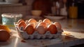 A close up view of a carton of eggs Royalty Free Stock Photo