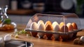 A close up view of a carton of eggs Royalty Free Stock Photo