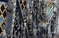 Close-up view of carvings, reliefs and gargoyles of Stephansdom