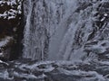 Close-up view of cascade of SkÃÂ³gÃÂ¡ river in rocky gorge with water falling down a deep slope in the south of Iceland. Royalty Free Stock Photo