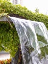 Close-up view of a cascading feature water fountain in a public park. Royalty Free Stock Photo