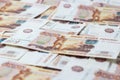 Close up view of cash money rubles bills in amount Royalty Free Stock Photo