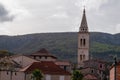 Jelsa - Close up view of catholic church St Mary in coastal town Jelsa on Hvar island in Dalmatia, South Croatia, Europe Royalty Free Stock Photo