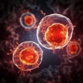 Close up view. Cell division. Beautiful illustration picture. Generative AI