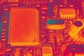Close up view of central computer processor CPU blank microchip for copy space. Motherboard circuit background Royalty Free Stock Photo