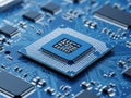 Close-up view of a central processing unit on a circuit board Royalty Free Stock Photo
