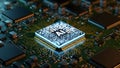 Close-up view of a central processing unit on a motherboard Royalty Free Stock Photo