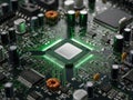 Close-up view of a central processing unit on a motherboard Royalty Free Stock Photo