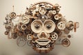 close-up of character made of cogs and wheels Royalty Free Stock Photo