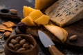 Close up view of cheese platter Royalty Free Stock Photo