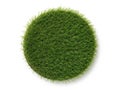 Vibrant green circular patch of lush grass isolated on white background Royalty Free Stock Photo