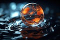 A close-up view of a clear glass ball sitting on a surface Royalty Free Stock Photo