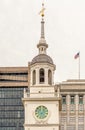 Close up view of clock tower at Independence Hall Royalty Free Stock Photo