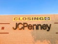 Close-up view closing sign at facade building of J.C. Penney retail store in shopping mall near Dallas, Texas, USA Royalty Free Stock Photo