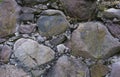 Close-up view of cobbled wall