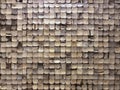 close up view of coconut shell in mosaic wall tiles pattern design for decoration Royalty Free Stock Photo