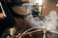 close up view of coffee beans roasting Royalty Free Stock Photo