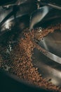 close up view of coffee beans roasting Royalty Free Stock Photo