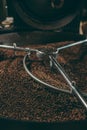 close up view of coffee beans roasting Royalty Free Stock Photo