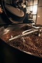 close up view of coffee beans roasting Royalty Free Stock Photo