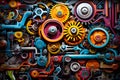 close-up view of cogs and wheels Royalty Free Stock Photo