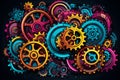 close-up view of cogs and wheels Royalty Free Stock Photo