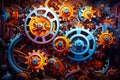 close-up view of cogs and wheels Royalty Free Stock Photo