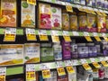 Seattle, WA USA - circa September 2022: Close up view of cold and flu relief products for sale inside a Fred Meyer grocery store