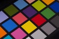 Close up view of color checker equipment of professional photographer