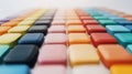 A close-up view of a colorful array of objects arranged in a grid-like pattern. Royalty Free Stock Photo