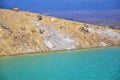 Close Up view of colorful Emerald lake and volcanic landscape, Tongariro Alpine Crossing, North Island, New Zealand Royalty Free Stock Photo